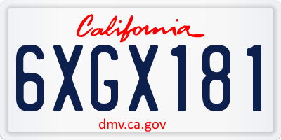 CA license plate 6XGX181