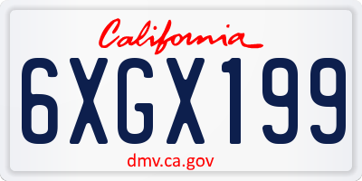 CA license plate 6XGX199