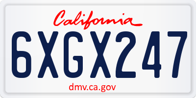 CA license plate 6XGX247