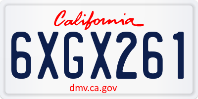 CA license plate 6XGX261