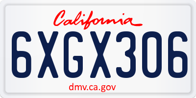 CA license plate 6XGX306