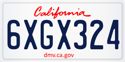 CA license plate 6XGX324