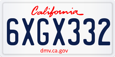CA license plate 6XGX332