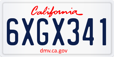 CA license plate 6XGX341