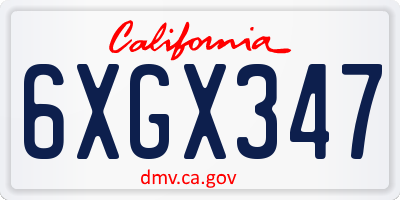 CA license plate 6XGX347