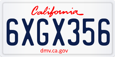 CA license plate 6XGX356