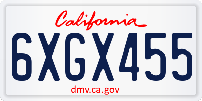 CA license plate 6XGX455
