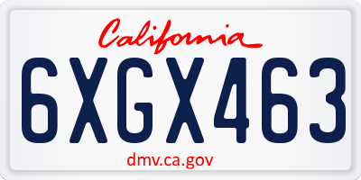 CA license plate 6XGX463