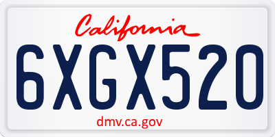 CA license plate 6XGX520