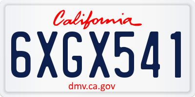 CA license plate 6XGX541