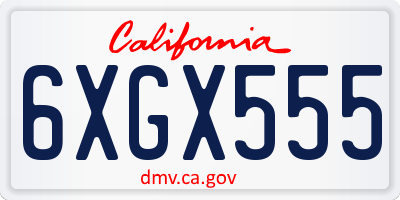 CA license plate 6XGX555