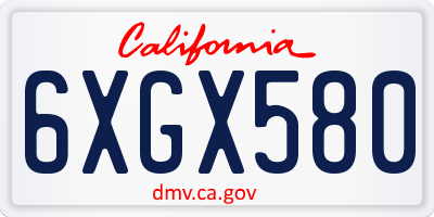 CA license plate 6XGX580