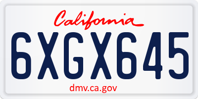 CA license plate 6XGX645