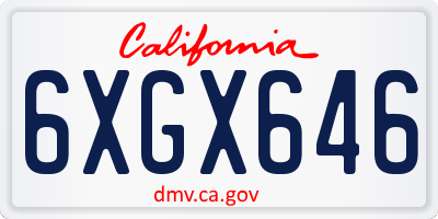 CA license plate 6XGX646