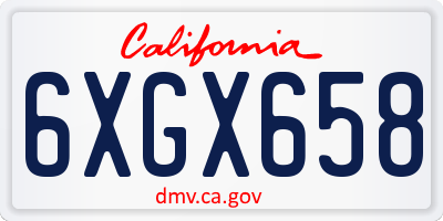 CA license plate 6XGX658