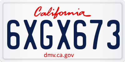 CA license plate 6XGX673