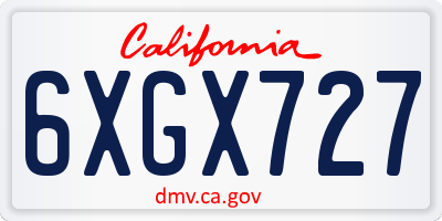 CA license plate 6XGX727