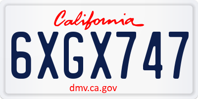 CA license plate 6XGX747