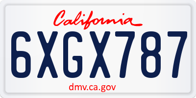 CA license plate 6XGX787