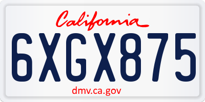 CA license plate 6XGX875