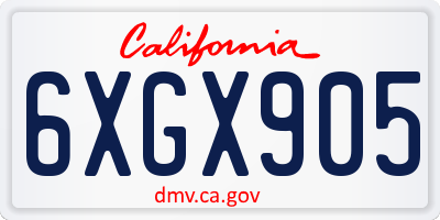 CA license plate 6XGX905