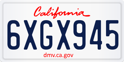 CA license plate 6XGX945