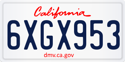 CA license plate 6XGX953