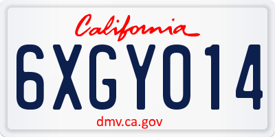 CA license plate 6XGY014