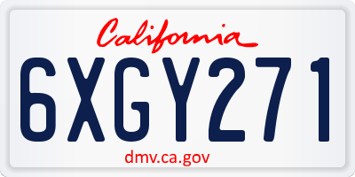 CA license plate 6XGY271