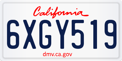 CA license plate 6XGY519