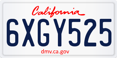 CA license plate 6XGY525