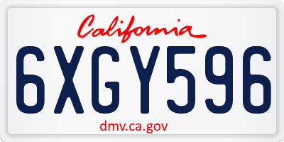 CA license plate 6XGY596