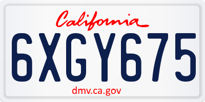 CA license plate 6XGY675