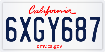 CA license plate 6XGY687
