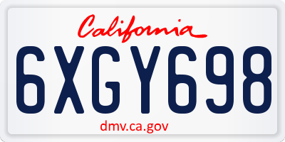 CA license plate 6XGY698