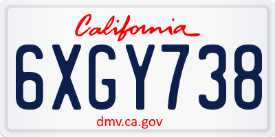 CA license plate 6XGY738