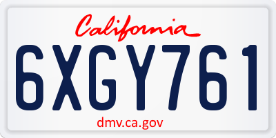 CA license plate 6XGY761