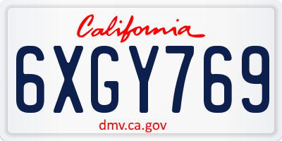 CA license plate 6XGY769