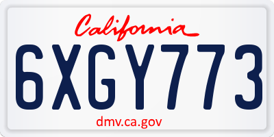 CA license plate 6XGY773