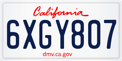 CA license plate 6XGY807