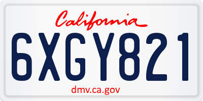 CA license plate 6XGY821