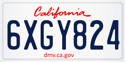 CA license plate 6XGY824