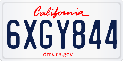 CA license plate 6XGY844