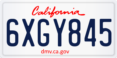 CA license plate 6XGY845