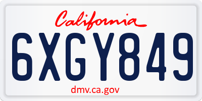 CA license plate 6XGY849