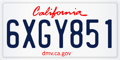 CA license plate 6XGY851