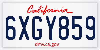 CA license plate 6XGY859