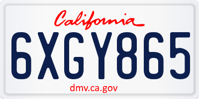 CA license plate 6XGY865