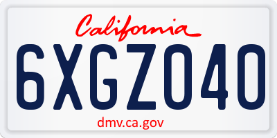 CA license plate 6XGZ040