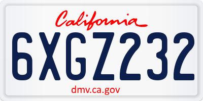 CA license plate 6XGZ232